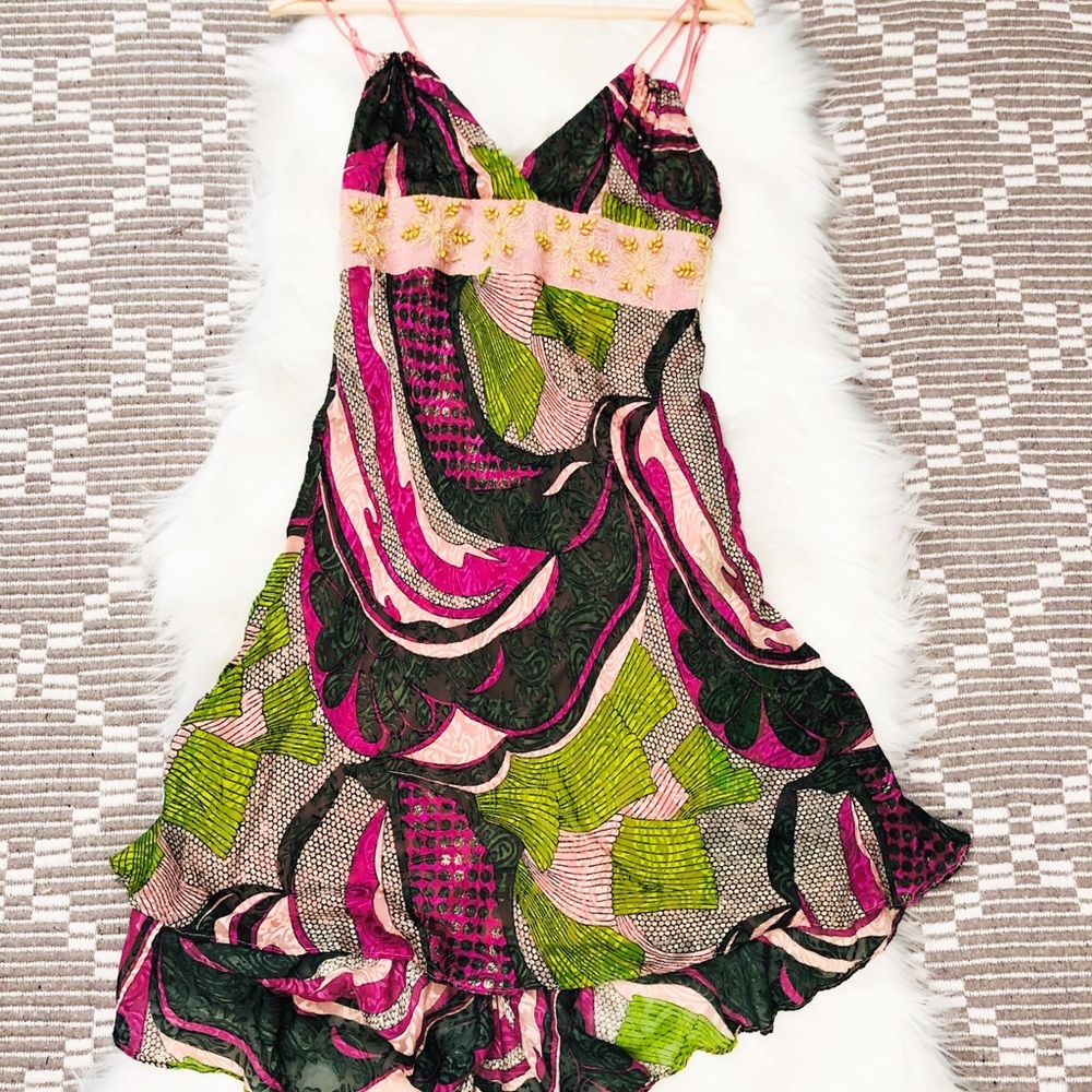Marciano Beaded Asymmetrical Silk Dress XS - Picture 4 of 8